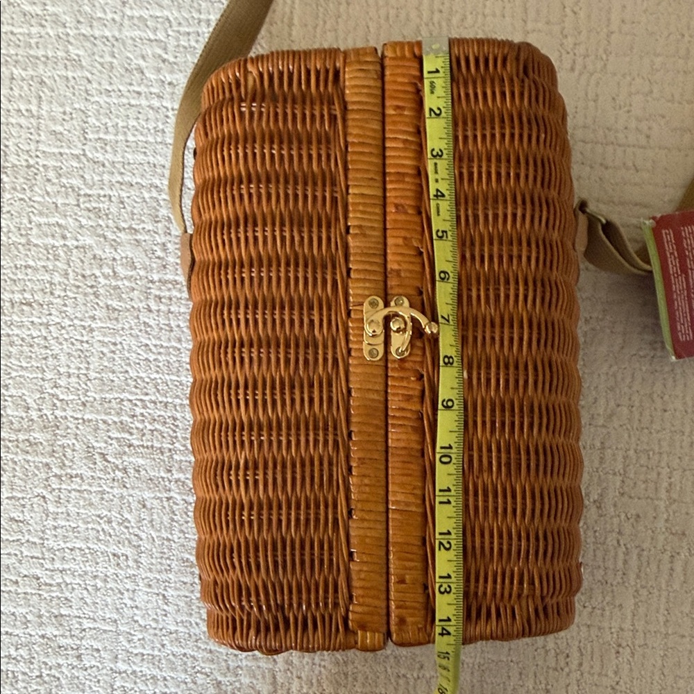 NWT Vintage Picnic Time “Bacchus” Rattan Insulated Wine Basket Shoulder Strap - Picture 9 of 15
